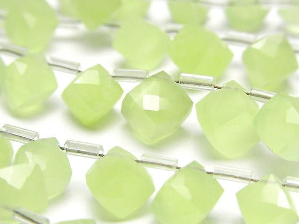 [Video] High Quality Green Chalcedony AAA Dice Shape 1strand beads (aprx.7inch / 18cm)