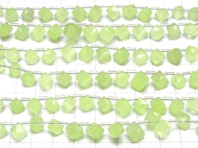 [Video] High Quality Green Chalcedony AAA Dice Shape 1strand beads (aprx.7inch / 18cm)