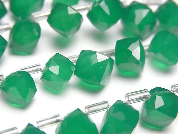 [Video] High Quality Green Onyx AAA Dice Shape 1strand beads (aprx.7inch / 18cm)