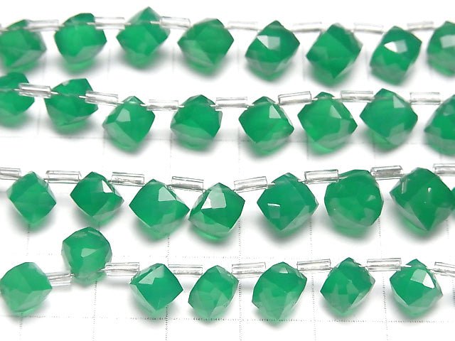 [Video] High Quality Green Onyx AAA Dice Shape 1strand beads (aprx.7inch / 18cm)