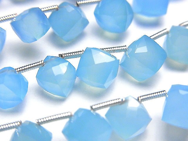[Video] High Quality Blue Chalcedony AAA Dice Shape 1strand beads (aprx.6inch / 16cm)
