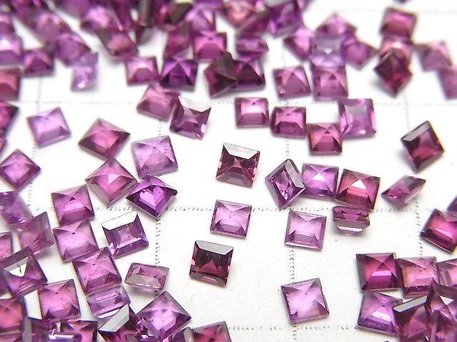 [Video]High Quality Rhodolite Garnet AAA Loose stone Square Faceted 3x3mm 10pcs