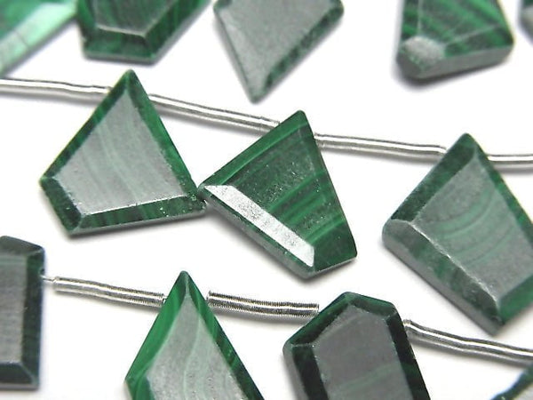 [Video] Malachite AA++ Rough Slice Faceted 1strand beads (aprx.8inch / 20cm)