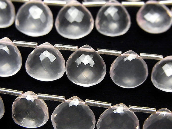 [Video] MicroCut High Quality Rose Quartz AAA Chestnut  Faceted Briolette  1strand (8pcs )