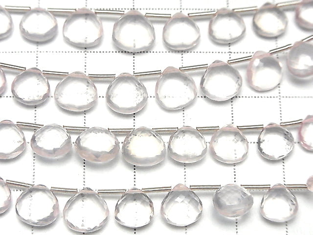 [Video] MicroCut High Quality Rose Quartz AAA Chestnut  Faceted Briolette  1strand (8pcs )
