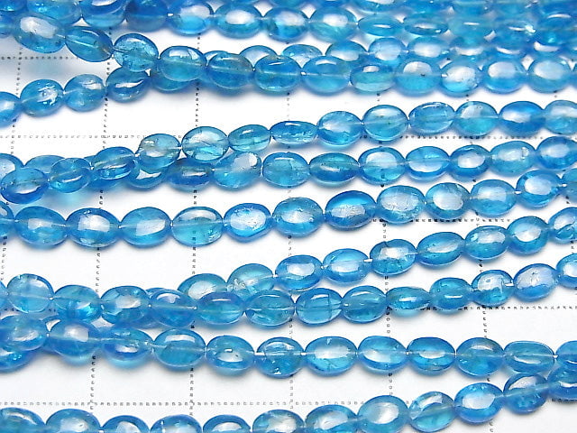 [Video] High Quality Neon Blue Apatite AA++ Oval half or 1strand beads (aprx.15inch / 36cm)