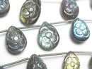 [Video] Labradorite AA++ Carved Pear shape 1strand (5pcs)