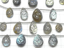 [Video] Labradorite AA++ Carved Pear shape 1strand (5pcs)