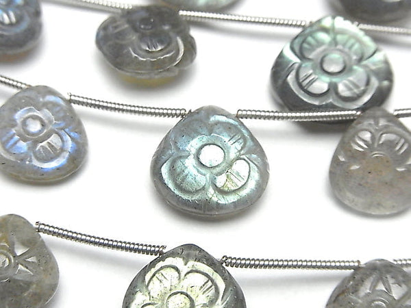 [Video] Labradorite AA++ Carved Chestnut 1strand (5pcs)