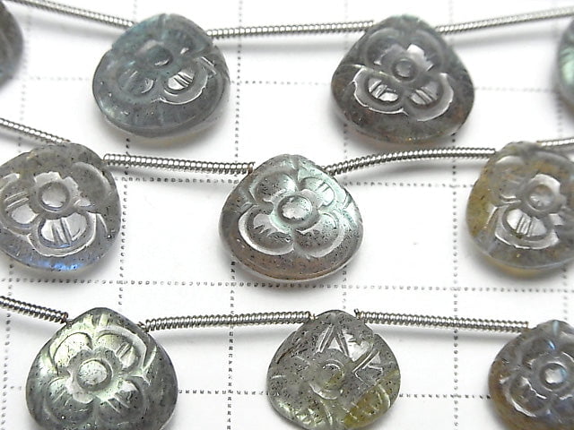 [Video] Labradorite AA++ Carved Chestnut 1strand (5pcs)