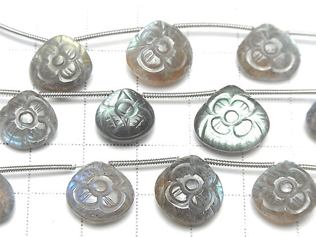 [Video] Labradorite AA++ Carved Chestnut 1strand (5pcs)