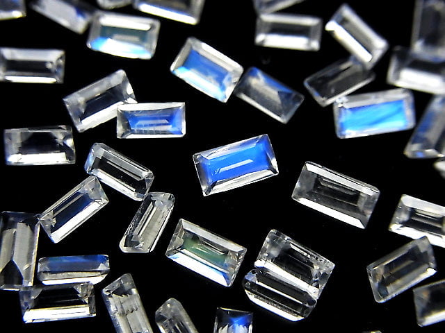 [Video] High Quality Rainbow Moonstone AAA- Undrilled Rectangle Faceted 5pcs