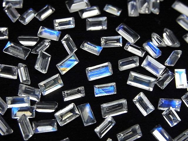 [Video] High Quality Rainbow Moonstone AAA- Undrilled Rectangle Faceted 5pcs