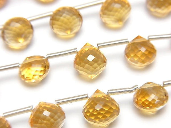 [Video]MicroCut High Quality Citrine AAA+ Onion Faceted Briolette half or 1strand (10pcs )