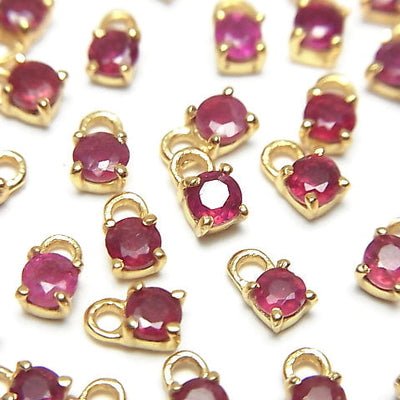 High Quality Ruby AAA- Bezel Setting Round Faceted 3x3mm 18KGP 2pcs