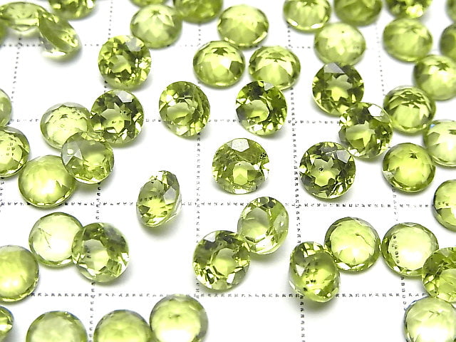 [Video]High Quality Peridot AAA- Loose stone Round Faceted 6x6mm 2pcs