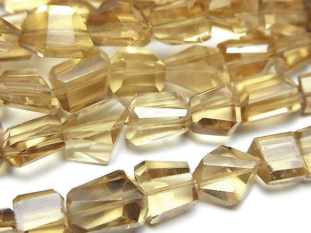 [Video]High Quality Natutal Champagne Color Quartz AAA Faceted Nugget half or 1strand beads (aprx.7inch/18cm)
