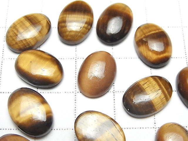 [Video] Yellow Tiger's Eye AA++ Oval Cabochon 14x10mm Honey color 2pcs