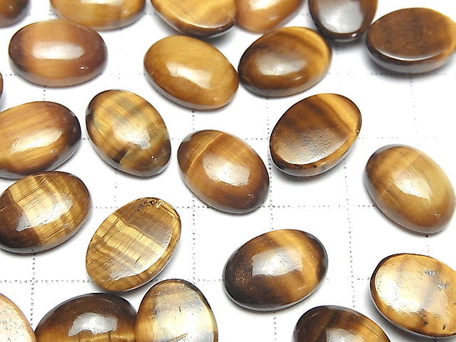 [Video] Yellow Tiger's Eye AA++ Oval Cabochon 14x10mm Honey color 2pcs