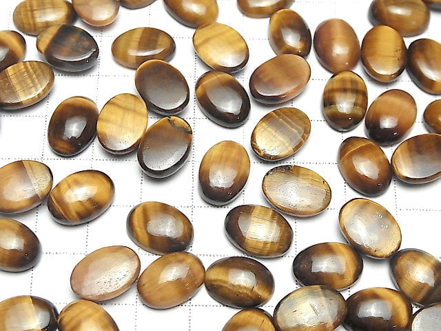 [Video] Yellow Tiger's Eye AA++ Oval Cabochon 14x10mm Honey color 2pcs