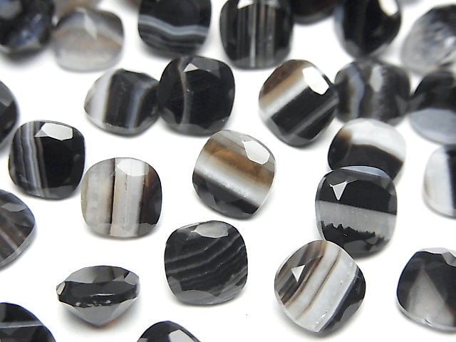 [Video] Black Stripe Agate Loose stone Square Faceted 8x8mm 5pcs