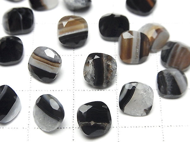 [Video] Black Stripe Agate Loose stone Square Faceted 8x8mm 5pcs