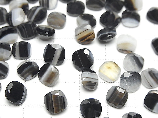 [Video] Black Stripe Agate Loose stone Square Faceted 8x8mm 5pcs