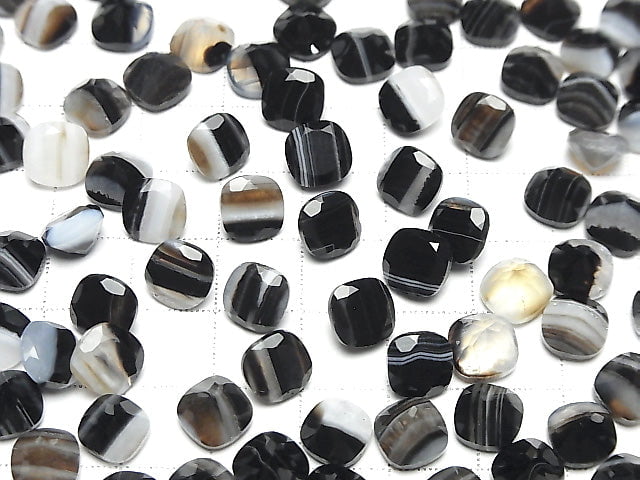 [Video] Black Stripe Agate Loose stone Square Faceted 8x8mm 5pcs