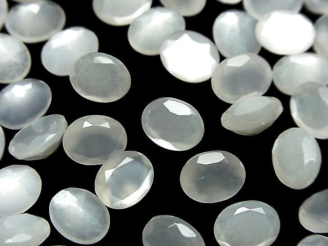 [Video]High Quality White Moonstone AAA Loose stone Oval Faceted 10x8mm 3pcs