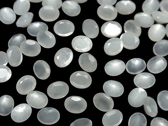 [Video]High Quality White Moonstone AAA Loose stone Oval Faceted 10x8mm 3pcs