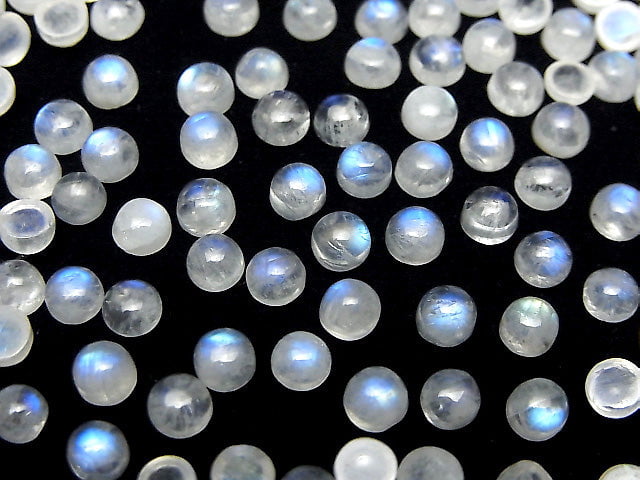 [Video] High Quality Rainbow Moonstone AA++ Round Cabochon 4x4mm 10pcs