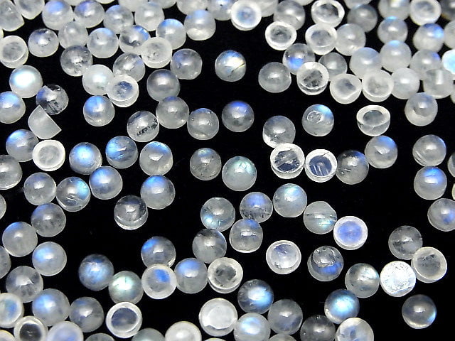 [Video] High Quality Rainbow Moonstone AA++ Round Cabochon 4x4mm 10pcs