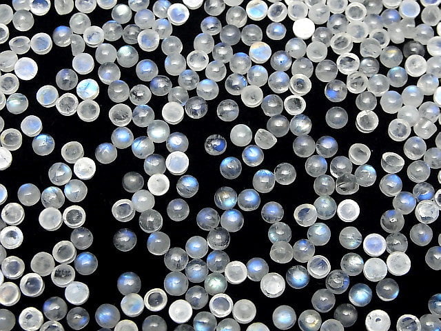 [Video] High Quality Rainbow Moonstone AA++ Round Cabochon 4x4mm 10pcs
