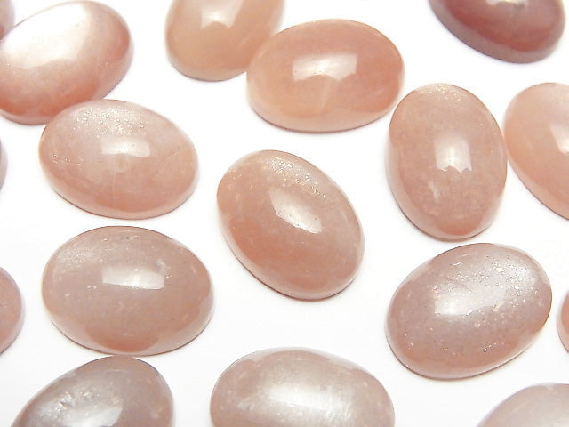 [Video] Peach Moonstone AA++ Oval Cabochon 18x13mm 2pcs