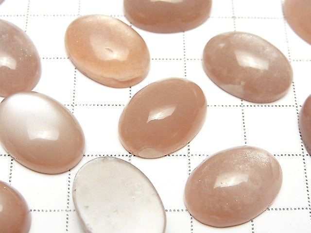 [Video] Peach Moonstone AA++ Oval Cabochon 18x13mm 2pcs