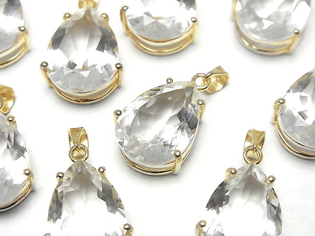 [Video] High Quality Crystal AAA Pear shape Faceted 18 x 13 mm Pendant 18 KGP 1 pc