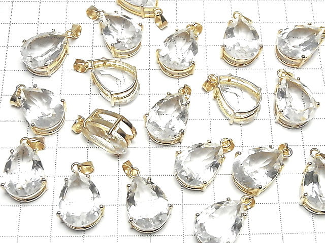 [Video] High Quality Crystal AAA Pear shape Faceted 18 x 13 mm Pendant 18 KGP 1 pc
