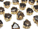[Video]High Quality Smoky Quartz AAA Bezel Setting Triangle Faceted 9x8mm 18KGP 2pcs