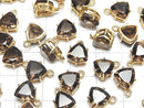 [Video]High Quality Smoky Quartz AAA Bezel Setting Triangle Faceted 9x8mm 18KGP 2pcs