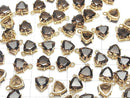 [Video]High Quality Smoky Quartz AAA Bezel Setting Triangle Faceted 9x8mm 18KGP 2pcs