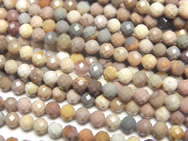 [Video] High Quality! Alashan Agate Faceted Round 3mm 1strand beads (aprx.15inch/37cm)