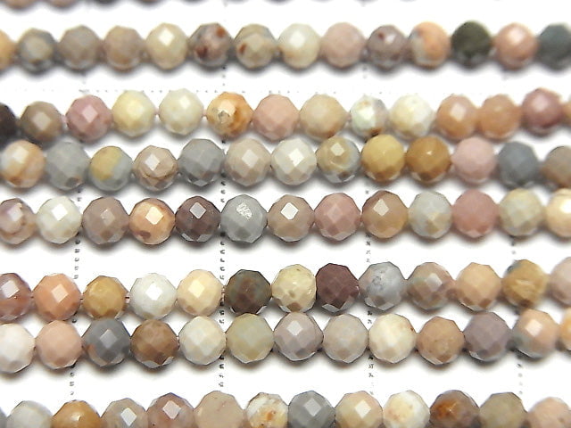 [Video] High Quality! Alashan Agate Faceted Round 3mm 1strand beads (aprx.15inch/37cm)