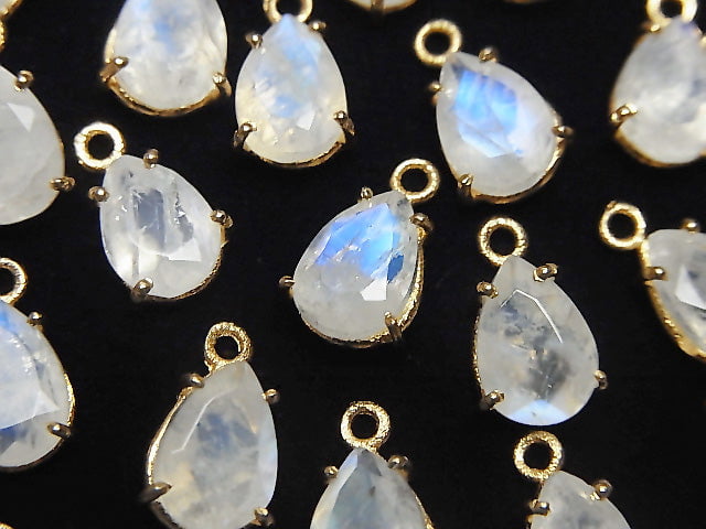 [Video] High Quality Rainbow Moonstone AA++ Bezel Setting Pear shape Faceted 9x6mm 18KGP 2pcs $7.79!