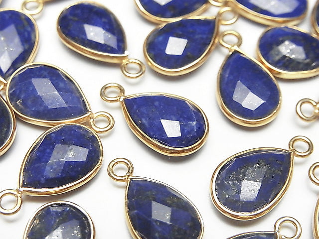 [Video] Lapislazuli AAA Bezel Setting Faceted Pear Shape 13x9mm 18KGP 3pcs