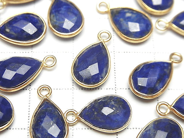 [Video] Lapislazuli AAA Bezel Setting Faceted Pear Shape 13x9mm 18KGP 3pcs