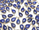 [Video] Lapislazuli AAA Bezel Setting Faceted Pear Shape 13x9mm 18KGP 3pcs