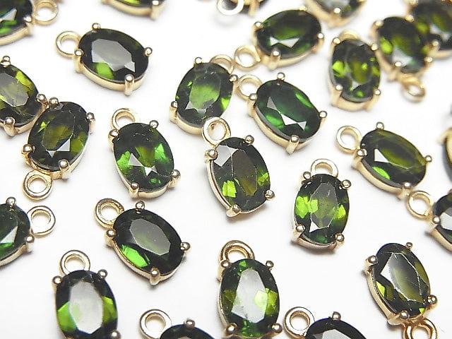 [Video]High Quality Chrome Diopside AAA Bezel Setting Oval Faceted 7x5mm 18KGP 1pc