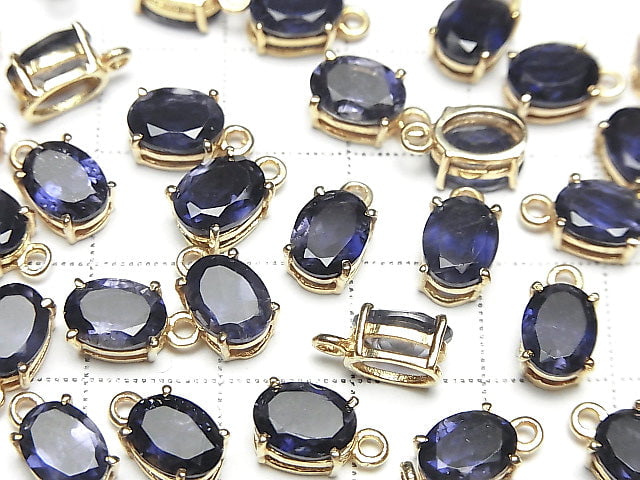 [Video] High Quality Iolite AAA Bezel Setting Oval Faceted 8x6mm 18KGP 1pc