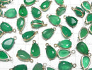 [Video]High Quality Green Onyx AAA Bezel Setting Pear shape Faceted 12x8mm 18KGP 2pcs