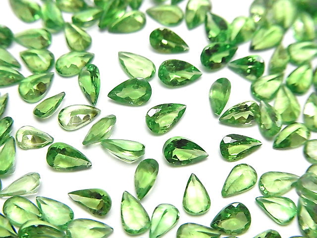 [Video]High Quality Tsavorite Garnet AAA Loose stone Pear shape Faceted 5x3mm 2pcs